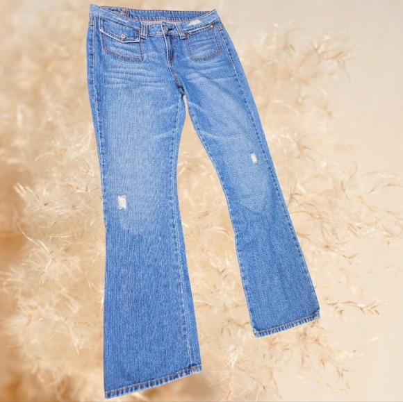 Marithe Francois Girbaud Distress Boot Jeans Flap Snap button pockets Y2K - Picture 2 of 15